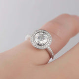 2ct Round Cut VVS1D Diamond Engagement Ring Bezel Set Halo 14k White Gold Finish