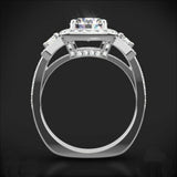 4Ct Round Diamond Elegant Split Shank Halo Engagement Ring 14K White Gold Finish