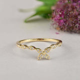 Butterfly Minimalist Engagement Ring 1ct Round Cut Diamond 14k YellowGold Finish