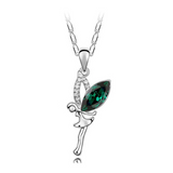 1ct Marquise Cut Green Emerald Angel Fairy Pendant 14k White Gold Over NO CHAIN