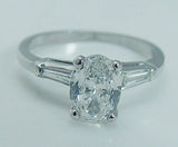 3Ct Oval Cut Diamond Trilogy Engagement Ring 14K White Gold Over Baguette Accent