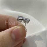 1ct Round Cut Moissanite 4-Prong Solitaire Stud Earrings 14K White Gold Plated