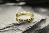 1ct Wedding Band Round Cut Blue Sapphire Stackable Eternity 14k Yellow Gold Over