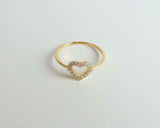 0.12ct Engagement Ring Round Cut Diamond Open Heart Shaped 14k YellowGold Finish