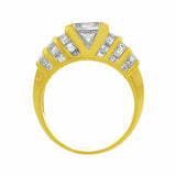 5Ct Princess Cut Diamond Cocktail Iced Engagement Ring 14K Yellow Gold Finish