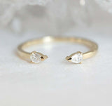 0.4ct Pear Cut Diamond Engagement Ring 14k Yellow Gold Finish Open Solitaire