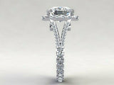 2ct Cushion Cut VVS1D Diamond Split Shank Engagement Ring 14k White Gold Finish