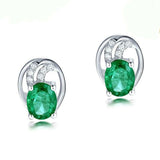 2.2ct Stud Earrings Oval Cut Green Emerald Stylish Design 14k White Gold Finish