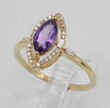 2.3ct Marquise Cut Purple Amethyst Halo Engagement Ring 14k Yellow Gold Finish