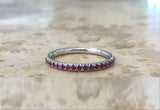 1ct Round Cut Pink Ruby Wedding Band Ring Half Eternity 18k White Gold Finish