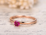 0.3ct Round Cut Pink Ruby Engagement Ring Minimalist Solitaire 14k RoseGold Over