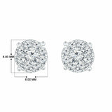 2Ct Round Cut Diamond Elegant Cluster Stud Earrings Women 14K White Gold Finish