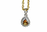 1.5ct Yellow Citrine Pendant Chain Pear Cut Diamond Halo 14k Yellow Gold Finish