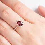 1.2ct Pear Cut Red Garnet Engagement Ring 14k Rose Gold Finish Halo Tear Drop