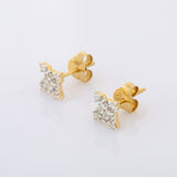 0.75ct Stud Earrings Round Cut Diamond Petite Design 14k Yellow Gold Finish