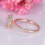 2.3ct Oval Cut Diamond Engagement Ring Halo 14k Rose Gold Over with Round Accent