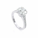 2.3ct Round Cut Diamond Solitaire Ring 14k White Gold Finish with Round Accents