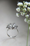 0.5ct Round Cut Diamond Engagement Ring Flower Statement 14k White Gold Finish