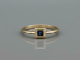 0.2ct Princess Cut Blue Sapphire Engagement Ring Solitaire 14k YellowGold Finish