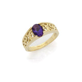 1.2ct Oval Purple Amethyst Vintage Filigree Engagement Ring 14k Yellow Gold Over