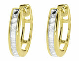 0.25ct Baguette Cut VVS1 Diamond Channel Set Hoop Earrings 14k YellowGold Finish