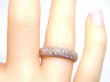 2ct Round Diamond Cluster Half Eternity Wedding Ring Band 14k Rose Gold Finish