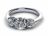 1.5ct Round Cut Diamond Three Stone Style Engagement Ring 14k WY Gold Finish