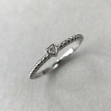 Beaded Ball Shank Solitaire Ring 0.45ct Round Cut Diamond 14k White Gold Finish