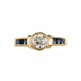 1.75ct Round Cut Diamond Engagement Ring Sapphire Accent 14k Yellow Gold Finish