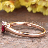 0.5ct Heart Cut Simulated Ruby Solitaire Engagement Ring 14k Rose Gold Plated