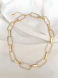 1.2ct Round Cut Moissanite Paperclip Chain Link Bracelet 14k Yellow Gold Plated