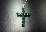 1.55ct Green Emerald Pendant Round Cut Holy Cross 14k White Gold Finish NO CHAIN