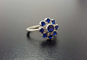 1.5ct Engagement Ring Round Cut Sapphire Floral Minimalist 14k White Gold Finish