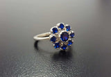 1.5ct Engagement Ring Round Cut Sapphire Floral Minimalist 14k White Gold Finish