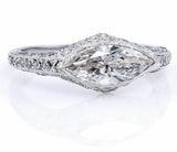 5Ct East West Marquise Cut Diamond Vintage Engagement Ring 14K White Gold Over