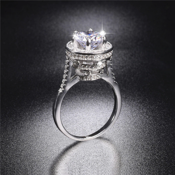 1.6ct Round Cut VVS1 Diamond Engagement Ring 14k White Gold Finish Unique Design