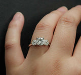 Solitaire Cluster Engagement Ring 2ct Round Cut Diamond 14k White Gold Finish