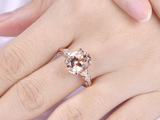 1.5ct Oval Cut Peach Morganite Engagement Ring Diamond Accent 14k Rose Gold Over