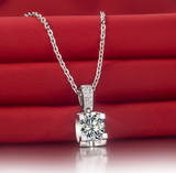 1.2ct Round Cut VVS1 Diamond Pendant Chain Accent Solitaire 14k WhiteGold Finish