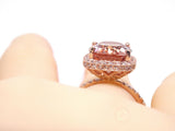 2ct Oval Cut Peach Morganite Milgrain Halo Engagement Ring 14k Rose Gold Finish