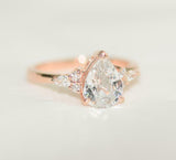 1.85ct Pear Cut Diamond Solitaire Ring 14k Rose Gold Finish with Round Accents