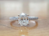 1.5ct Oval Cut Diamond Accents Solitaire Engagement Ring 14k White Gold Finish