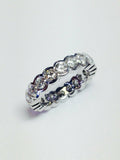 3Ct Round Cut VVS1 Diamond Bezel Set Eternity Wedding Band 14K White Gold Finish