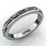 East West Eternity Wedding Band 3ct Baguette Cut Diamond 14k White Gold Finish