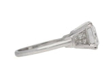 3Ct East West Emerald Diamond Ring 14K White Gold Over Two Baguette Cut Accents