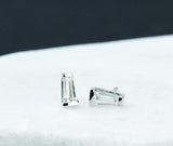 0.5ct Baguette Simulated Diamond Geometric Stud Earrings 14k White Gold Plated