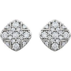 0.5ct Round Cut Diamond Vintage Cluster Stud Earring Women 14k White Gold Finish