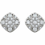 0.5ct Round Cut Diamond Vintage Cluster Stud Earring Women 14k White Gold Finish