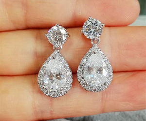 2.3ct Pear Cut VVS1D Diamond Halo Solitaire Drop Earrings 14k White Gold Finish