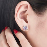 2Ct Round Cut Purple Amethyst Stylish Woven Stud Earrings 14K White Gold Finish